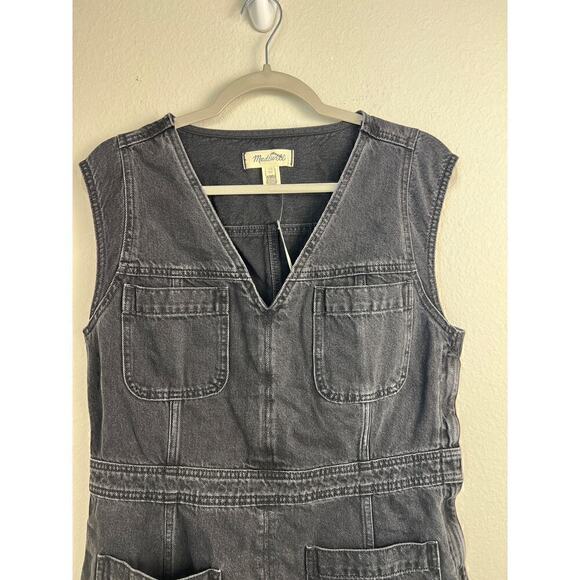 Madewell Women's Denim Cap-Sleeve Mini Dress in Tarrybrook Wash Black Size 12 - Picture 7 of 12